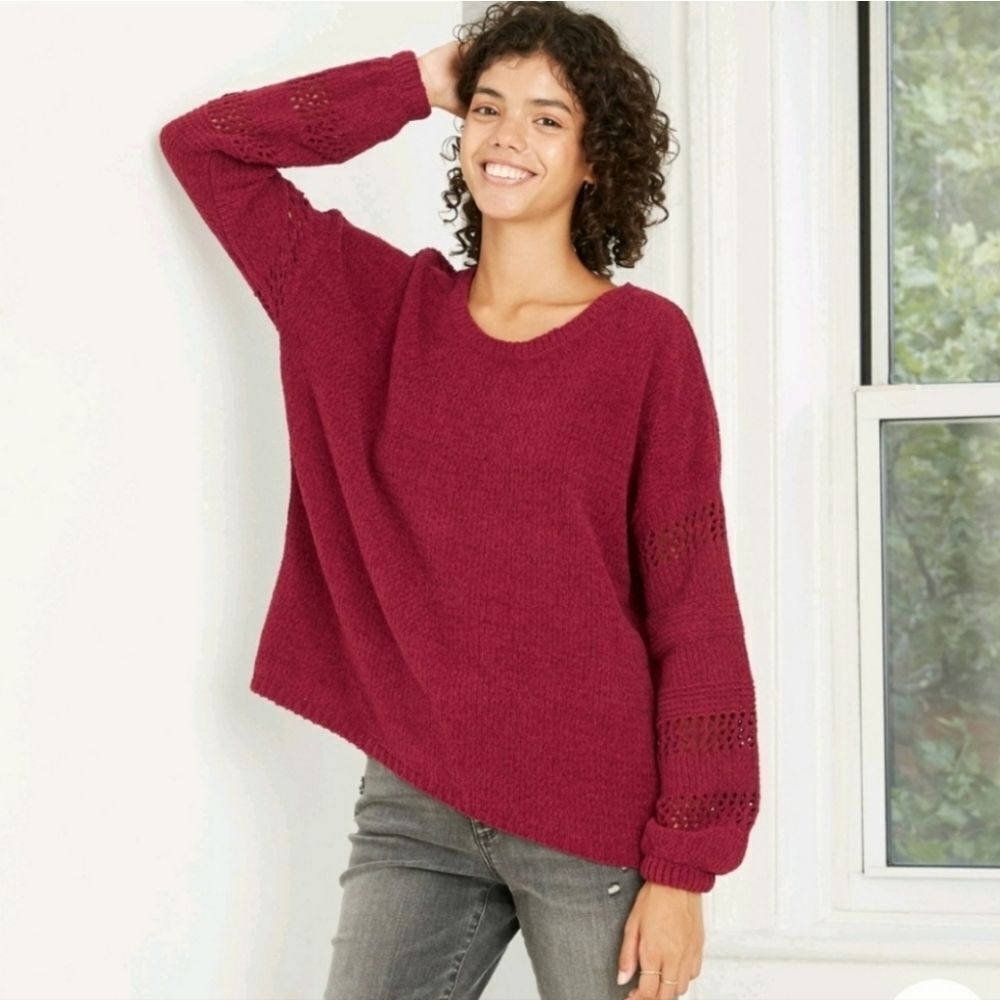 Knox Rose Chenille Crochet Pullover Sweater size S